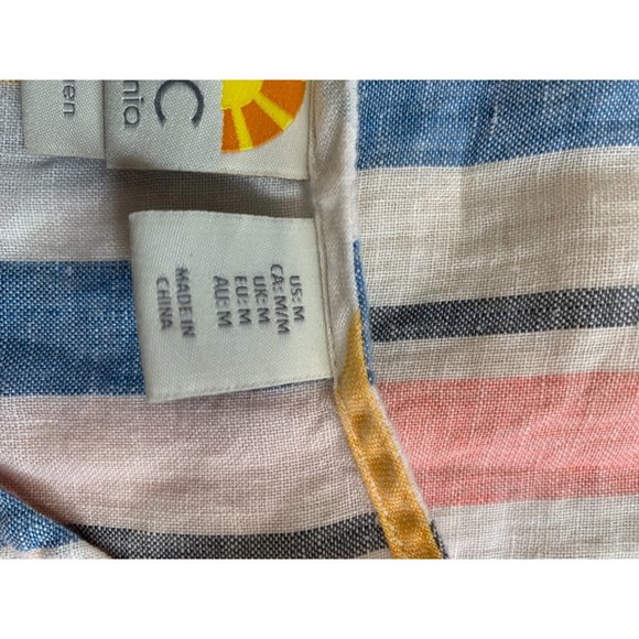 C&C California Multicolored‎ Striped Linen Medium Blouse - Picture 9 of 10